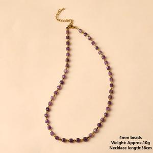 シンプルでスタイリッシュな流行のジュエリー4mm宝石ファセットキューブネックレスブレスレット毎日着用パーティーギフトステンレスチェーン付き - Product Image 3