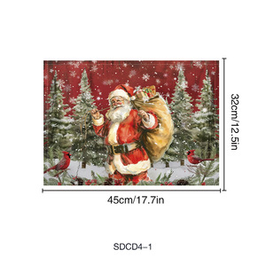 Nieuwe kersttafelmatset met kerstmanprint, linnen tafelkleed, anti-vlek, warmte-isolerend, decoratie voor de eettafel - Product Image 6