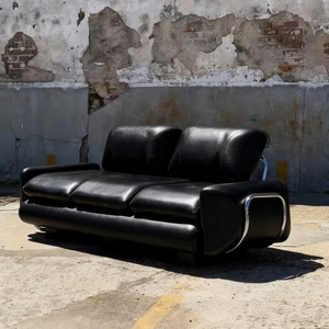 Vente directe usine – <span class=keywords><strong>Canapé</strong></span> Kemet style Hausz, design antique noir, trois places, <span class=keywords><strong>en</strong></span> <span class=keywords><strong>cuir</strong></span>, pour salon, villa, appartement - Product Image 5