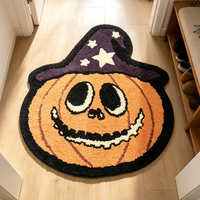 Tapis touffeté à motif Citrouille Diable pour Halloween et Noël, avec base antidérapante en TPR, absorbant, tapis de salle de bain