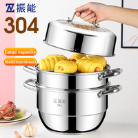 Zhenneng 28 cm – Marmite vapeur 3 niveaux en acier inoxydable, cuiseur à couscous, marmite à bouillon – Batterie de cuisine professionnelle en acier inoxydable