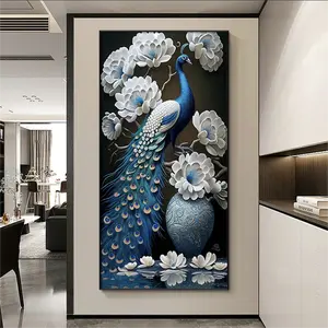 批发装饰现代流行动物孔雀装饰展示抽象艺术水晶瓷画