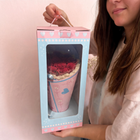 Boîte à fleurs en papier écologique personnalisée avec poignée et fenêtre transparente en PVC pour fleuriste, emballage pour roses