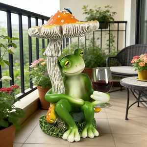Figurine en résine grenouille et champignon, champignon rouge et jaune, décoration de jardin et de maison, ornement artistique de bureau - Product Image 4