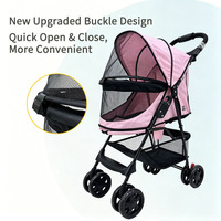 Poussette pour animaux de compagnie JXB à quatre roues, pliable, pour l'intérieur et l'extérieur, avec suspension et grand panier