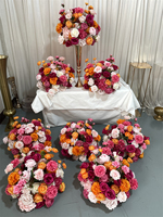 Boules de fleurs artificielles rose vif et orange de 40 cm, très demandées, pour centres de table de mariage