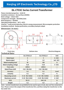 Transformador de Corriente NJXSE DL-CT03CL 1000/1 2000/1 1A/1mA 5A/5mA 20A/10mA con Cable de Conexión, Inductor Anular, Precio de Fábrica - Product Image 5