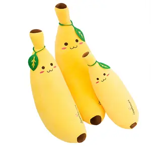 Oreiller mignon jaune Kawaii banane fruit peluche poupée oreiller doux peluche longue banane peluche oreiller
