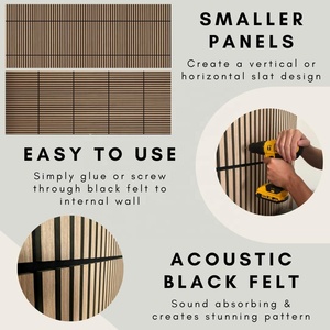 60X60 <span class=keywords><strong>cm</strong></span> quadrati scandinavi moderni <span class=keywords><strong>legno</strong></span> noce <span class=keywords><strong>doghe</strong></span> 3D isolamento acustico decorativi pannelli <span class=keywords><strong>da</strong></span> parete acustici - Product Image 3