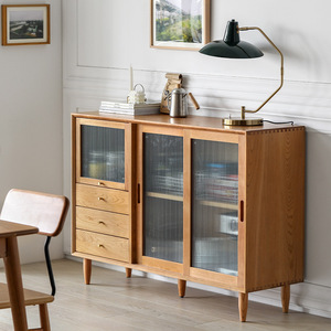 Buffet en bois de cerisier de style japonais, bois massif, 900 mm de hauteur, meuble de rangement pour salon et salle à manger - Product Image 2