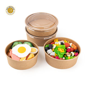 OOLIMAPACK usa e getta stampa Logo carta insalata Poke ciotola con coperchio per zuppa calda cibo freddo - Product Image 3