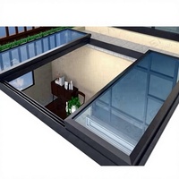 Système de toit en verre à persiennes pliantes automatiques, lanterneau coulissant électrique, cadre en alliage d'aluminium, insonorisation, éclairage naturel, ventilation