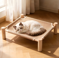 Lit de camping en sisal pour animaux de compagnie, lit pour chat, tapis rafraîchissant d'été pour chien, grand modèle en bois, universel toutes saisons, amovible et lavable