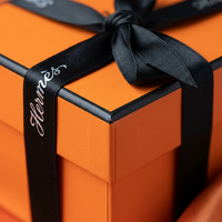 Ensemble d'emballage de marque Orange Premium, boîte cadeau carrée avec sac fourre-tout, boîte à nœud en satin de luxe pour montres, bijoux, vêtements