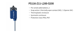 สวิตช์จำกัดตำแหน่ง Schmersal PS116-Z11-L200-S200 103006633 1NO+1NC IP66 IP67 สำหรับการตรวจสอบอุปกรณ์เครื่องจักร - Product Image 2