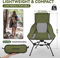 Chaise de camping pliable légère en aluminium avec dossier haut, support de tête, forme triangulaire, stable et portable pour une utilisation en extérieur