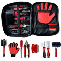 Kit de toilettage pour animaux de compagnie 8 en 1, portable, pour chien et chat, outil de nettoyage et de démêlage des poils, avec coupe-ongles, peigne, gant et sac de rangement de voyage