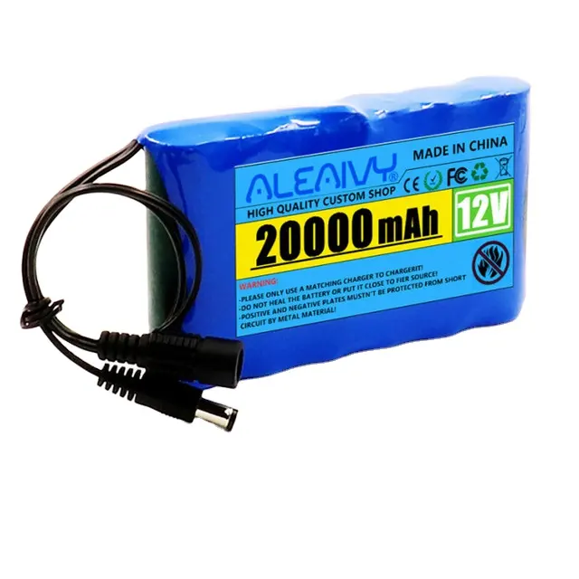 Batterie Portable Super 12V 18650 mah batterie Lithium Ion Rechargeable capacité du Pack AC/DC 20000 v 20Ah moniteur de caméra CCTV 12.6
