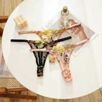 Ensemble de lingerie érotique pour femmes, best-seller, transparent, broderie florale 3D, soutien-gorge en dentelle, string, sous-vêtements transparents, slips sexy de contrôle