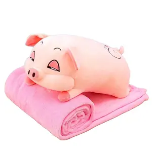 AIFEI TOY Creative Pig Pillow Baby Dual Purpose Air Conditioning Blanket Car Sofa Cushion Nap Birthdaygift