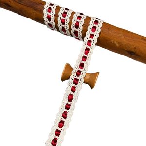 Nastro a righe in pizzo francese ecologico fatto a mano fai da te, larghezza 2 cm, per accessori borse e scarpe, rifinitura in cotone, sexy - Product Image 2