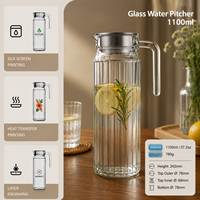 Théière en verre soufflé 1100ml/37.2oz avec poignée bouilloire de grande capacité pour la maison et l'hôtel Logo personnalisable