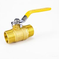 Robinet à bille en laiton forgé, fileté mâle, avec écrou d'union et raccord de sortie, levier jaune pour système de chauffage de l'eau