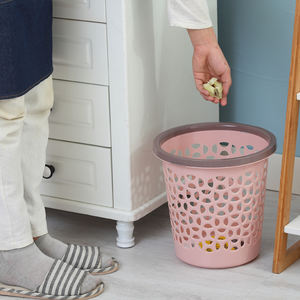 Wastebasket Hollow Round Shape Plastic Lidless Wastepaper <strong>Baskets</strong> Garbage Can - Product Image 4