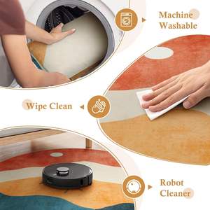 Alfombra redonda abstracta Bohemia Alfombra de pila baja lavable Impresión a pedido para sala de estar - Product Image 6