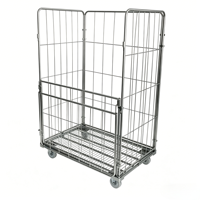 Cage à roulettes à 4 côtés, démontable, en acier galvanisé avec étagère pour le picking et le tri en entrepôt