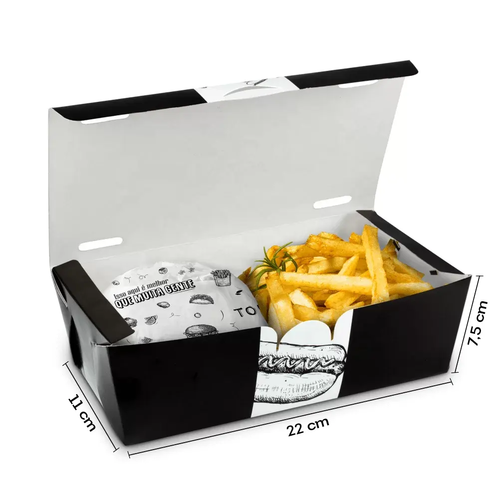 Impressão personalizada Fried Chicken Burger Chips Box Descartável Fast Food Embalagem Caixa Takeout Container
