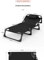 Lit de Sieste Portable Individuel en Métal, Tissu Oxford 600D, Design Moderne, Idéal pour Personnes Âgées, Convient au Bureau, Sûr et Confortable, 70% Plus Grand