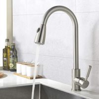 Robinet de cuisine Qijiang à poignée unique en acier inoxydable 304, robinet de cuisine universel extractible avec eau chaude et froide