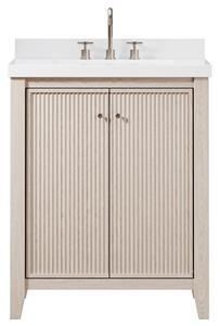 <span class=keywords><strong>Mobile</strong></span> <span class=keywords><strong>Bagno</strong></span> Moderno in Legno Massello Scanalato con Top in Pietra Bianca |   Certificato UPC, Disponibile in Diverse Misure - Product Image 4