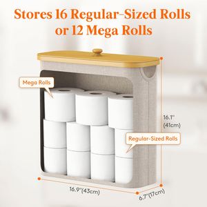 Large Toilet Paper <b>Storage</b> Basket with Lid <b>Slim</b> Toilet Paper Organizer Hold up to 20 Regular Rolls or 15 Mega Rolls - Product Image 3