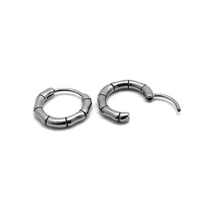 Pendientes de Aro de Acero de Titanio con Diseño de Nudo de Bambú, Acero Inoxidable 316, Joyería de Moda para Hombre y Mujer, Cierre Fácil, Estilo Geométrico - Product Image 3