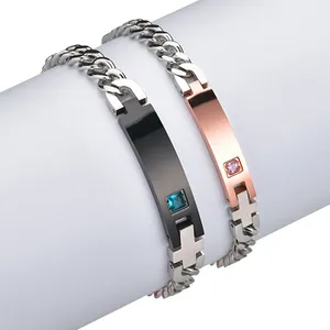 Pulseira de aço inoxidável, bracelete personalizado de aço inoxidável com nome da letra do diy, pulseira, tornozeleira de cristal azul, bracelete de casal