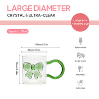 Mug en verre 3D rose/vert avec grand anse en boucle, résistant à la chaleur, en borosilicate, pour latte, lait, jus, idéal pour les filles, café, boisson, cadeau
