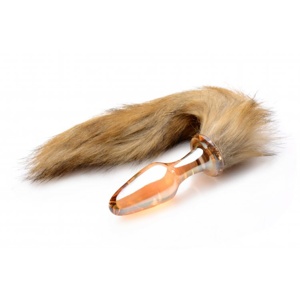 TD FRISKY vetro arancione PLUG anale con coda di volpe in acciaio inox spina anale prodotto del sesso