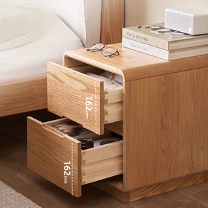 Table de <span class=keywords><strong>chevet</strong></span> et armoire de rangement en chêne massif de style japonais moderne de luxe, avec <span class=keywords><strong>2</strong></span> tiroirs, pour appartement, vente en gros directe d'usine - Product Image 3