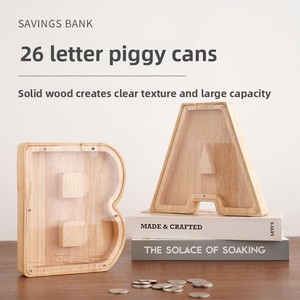 Salvadanaio in Legno con Design a Lettere Inglesi e Bordi Trasparenti, Regalo per Bambini, Artigianato in Legno, Salvadanaio per Spedizioni Internazionali - Product Image 4