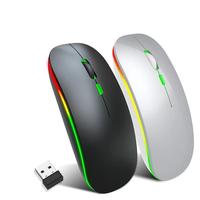 Harga grosir lampu latar RGB warna-warni Mouse gigi biru dan Keyboard nirkabel Combo untuk Tablet