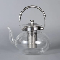 Théière en verre borosilicate transparent de haute qualité, résistante à la chaleur, 880 ml, minimaliste, faite à la main, durable, avec support OEM/ODM personnalisé