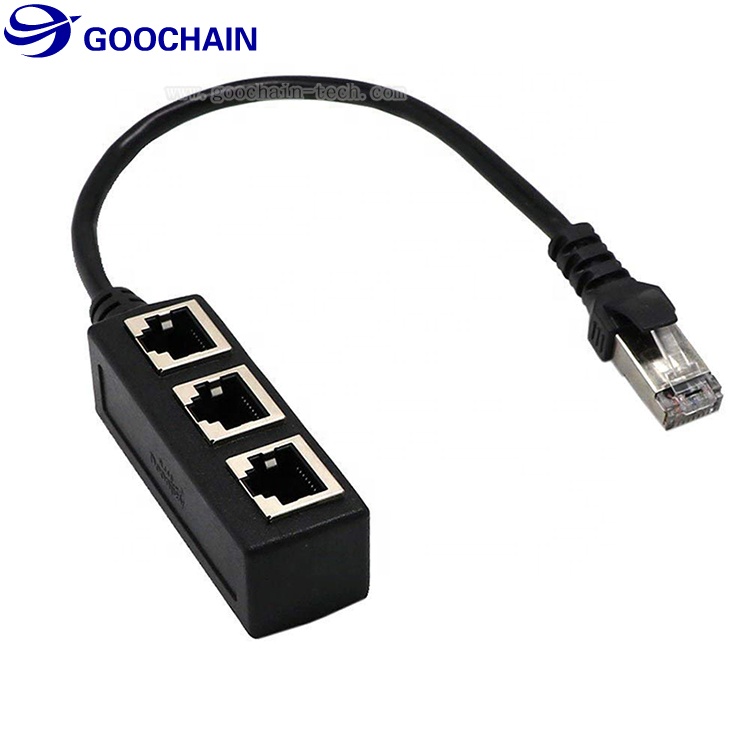 Сетевой Разветвитель RJ45 с 1 штекером на 3 гнездовых порта LAN Ethernet