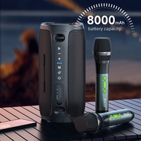 Enceinte sans fil S76 (2MIC) pour fêtes en extérieur, étanche IPX-6, RGB, 50W de puissance, double microphone, prise en charge de la carte mémoire, téléphone portable, 8000mAh