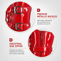 Bottes de pole dance professionnelles à plateforme de 20 cm au-dessus du genou, en PVC, à lacets, à triple boucle, à talon aiguille, automne/hiver, rouge