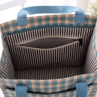Sac fourre-tout moyen à imprimé écossais en tissu imperméable avec doublure TC, taille personnalisable pour les trajets quotidiens et le transport du déjeuner