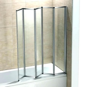 ร้อนขายอลูมิเนียมโปรไฟล์โค้งสีดำทองอารมณ์<span class=keywords><strong>3</strong></span>แผงบานเลื่อน Frameless ประตูห้องอาบน้ำกระจก - Product Image 1