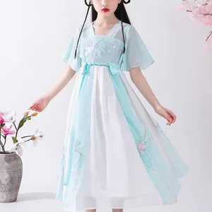 थोक अनुकूलन चीनी शैली पोशाक राष्ट्रीय तांग सूट Hanfu पोशाक बच्चों के कपड़े पहनने गर्मियों में बच्चों लड़कियों के कपड़े