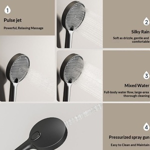 R&T S20mini Chrome Shower Set with Slide Bar Wall <b>Mount</b> Shower Head Tempered Glass Storage No Top <b>Spray</b> - Product Image 5